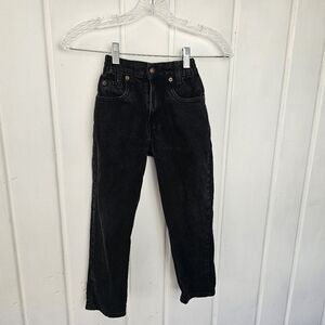 Vintage Kids Black Denim Jeans Orange Label 566 Loose Fit Size 7